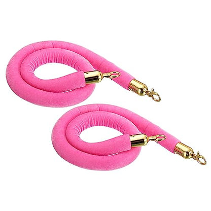 YOKIVE 2 Pcs Pink Velvet Stanchion Rope Crowd Control Barrier Rope, Manage The Crowd, Great for Hotels, Theaters, Ticket Offices (Golden, 4 Feet) - color: Pink, Golden, size: 4 Feet