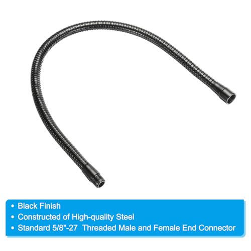 PATIKIL 24" Microphone Gooseneck, 1Pcs 5/8"-27 Thread Metal Universal Hose Flexible Arm Gooseneck Tube Extension for Multifunction DIY, Black - color: Black, size: 24"