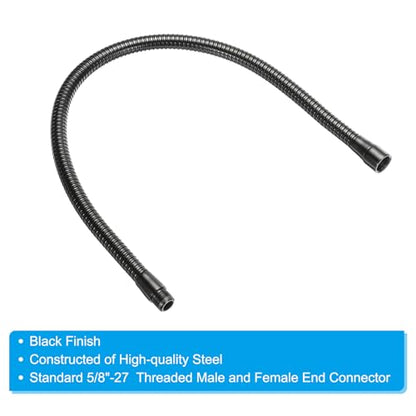 PATIKIL 24" Microphone Gooseneck, 1Pcs 5/8"-27 Thread Metal Universal Hose Flexible Arm Gooseneck Tube Extension for Multifunction DIY, Black - color: Black, size: 24"