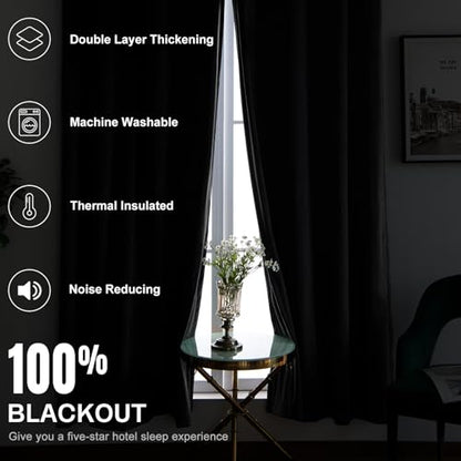 100% Full Blackout Velvet Curtains with Liner 52x108 Long Dark Gray - color: Dark Gray, size: 52"W x 108"L (Pack of 2)