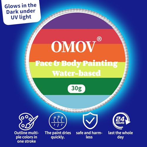 6 Colors Face Paint (1oz) Non-Toxic, Water Based, Rainbow Face Painting Kit for LGBTQ Pride Day Parades,Celebrations Party, Hypoallergenic Face Paint for Kids Adults Christmas Halloween Cosplay - color: Rainbow cake-30g