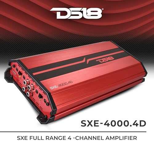 DS18 SXE-4000.4D/RD Car Amplifier Stereo Full-Range Class D 4-Channel 275x4 RMS @4 OHM 4000 Watts - Powerful and Compact Amp for Speakers in Car Audio System - style: SXE-4000.4D/RD