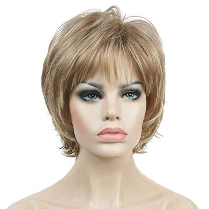 Lydell Short Layered Shaggy Wavy Full Synthetic Wigs (L16/613 Blonde Highlights) - color: Blonde with Highlights #L16-613