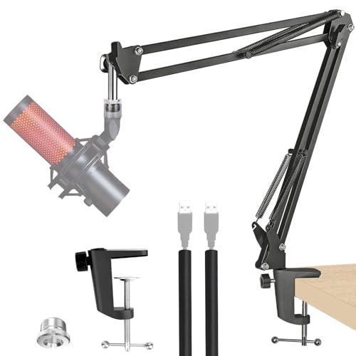For HyperX Quadcast Boom Arm - Mic Arm with 2 Cable Sleeve, Mic Stand with 3/8" To 5/8" Adapter Compatible with Blue Yeti Fifine Shure SM7B MV7 HyperX QuadCast S AT2020 and Other Microphone - color: HYQC Boom Arm