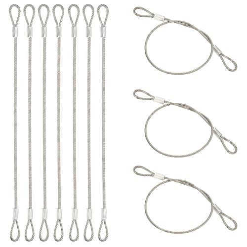 PATIKIL 10 Pcs Dia. 2mm Stainless Safety Cable, 12" Length Steel Security Ropes with Double Loops Braided Wire Rope Cables for Stage Light Outdoor Gate Luggage Lock Yard Lighting - size: 2mmx30cm