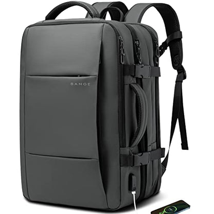 BANGE 35L Carry on Backpack,Travel Backpack for Women Men Airline Approved Gym Backpack Waterproof Business Laptop Daypack… - color: Grey, size: 35L(expansion)