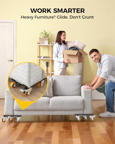 KYX Furniture Dolly, Furniture Movers with 5 Wheels,Carbon Steel Panel Heavy Duty Dolly, Furniture Lifter with 360° Rotatable Silent Floor-Friendly Universal Wheels, Max Load 4000LBS (6.9x6.9 in)
