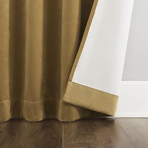Sun Zero Hampshire Velvet Noise Reducing Thermal Extreme 100% Total Blackout Back Tab/Rod Pocket Curtain Panel, Gold, 50" W x 108" L (1 Panel) - color: Gold, size: 50"W x 108"L (Pack of 1)