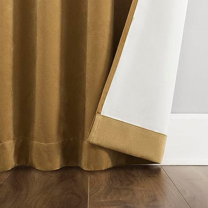 Sun Zero Hampshire Velvet Noise Reducing Thermal Extreme 100% Total Blackout Back Tab/Rod Pocket Curtain Panel, Gold, 50" W x 108" L (1 Panel) - color: Gold, size: 50"W x 108"L (Pack of 1)