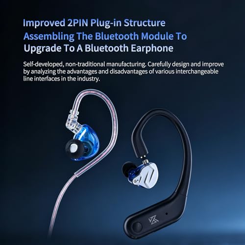 KZ ZSN Pro in-Ear Earphones with Mic, 3.5mm Wired Earbuds Blue | HiFi Musician Monitor, Detachable 2-Pin Cable, Noise-Isolating, 10mm DD+BA, HD Call Mic, Smartphone Compatible - color: Blue with Microphone