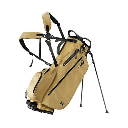 KVV Lightweight Golf Stand Bag with 7 Way Full-Length Dividers, 5 Zippered Pockets, Automatically Adjustable Dual Straps，Elegant Design - color: Khaki