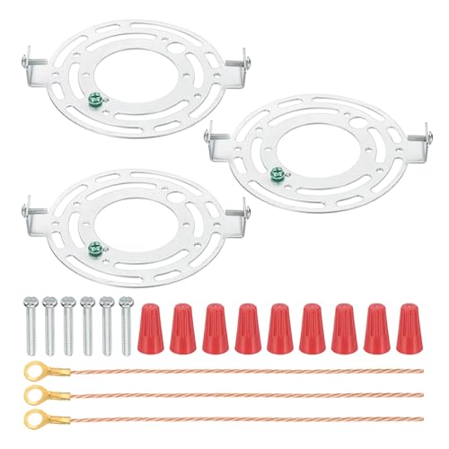 PATIKIL 120mm (4.7") Universal Light Fixture Mounting Bracket Kit, 3 Set Light Crossbar Round Ceiling Plate with Bare Copper Ground Wire for Wall Light Ceiling Lighting Pendant Chandelier - size: 120mm (4.7")