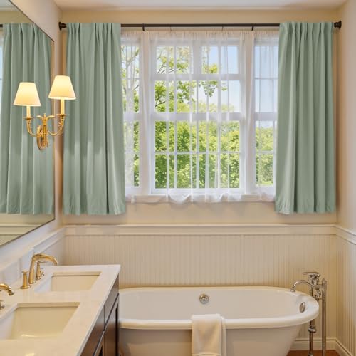 Lazzzy Green Velvet Curtains Blackout Thermal Insulated Curtains 63 Inch Long Window Drapes for Bedroom Living Room Super Soft Luxury Rod Pocket Window Treatment 2 Panels, Grey Sage - color: Grey Sage, size: 52"W x 63"L (Pack of 2)