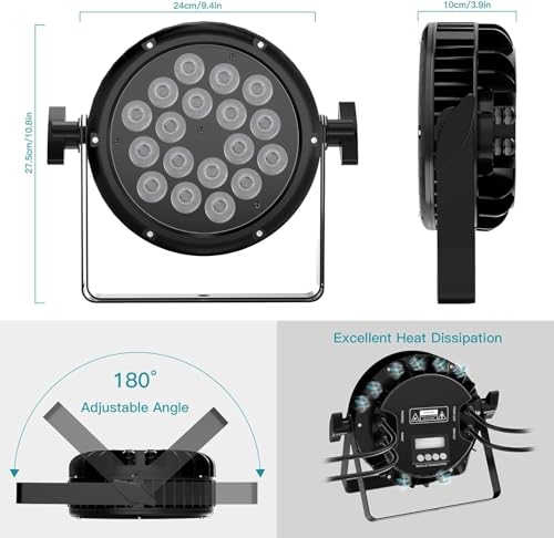 4 Pack Waterproof Stage Lights, 18X18W RGBW LED Par Light, LED DJ Par Lights 4/8 Channels DMX 512 with Sound Activated for Concert Event KTV Birthday Party Church Wedding Outdoor Light