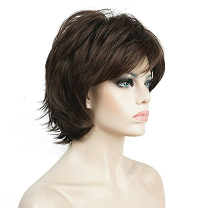 Lydell Short Layered Shaggy Wavy Full Synthetic Wigs (Light Chestnut Brown) - color: #8 Lt Chestnut Brown