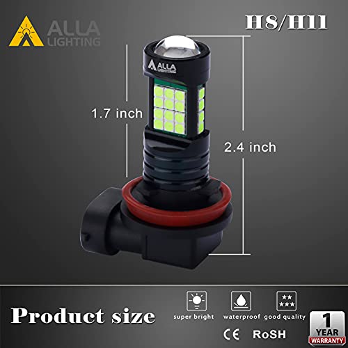Alla Lighting H8 H11 LED Bulbs, Fog Lights Lamps Replacement 8000K Ice Blue 12V H16 for Cars, Trucks Super Bright 3030 36-SMD 12V Upgrade