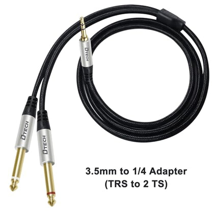 DTECH 5ft 3.5mm to 1/4 Adapter Audio Stereo Cable TRS 1/8 to Dual Quarter Inch TS 6.35mm Y Splitter Guitar AMP Aux Cord for Headphones Jack Laptop Speaker Phone Mixer (Pack of 2) - size: 5ft (Pack of 2)