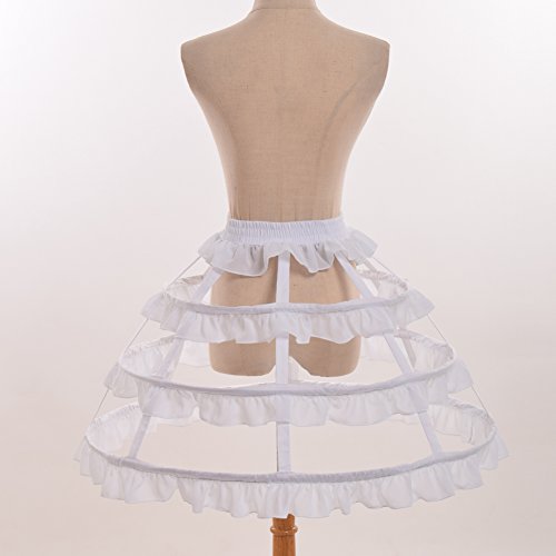 GRACEART Victorian Dress Pannier Hoop Skirt Bustle Cage Skirt - color: White-3 Hoops