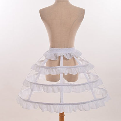 GRACEART Victorian Dress Pannier Hoop Skirt Bustle Cage Skirt - color: White-3 Hoops