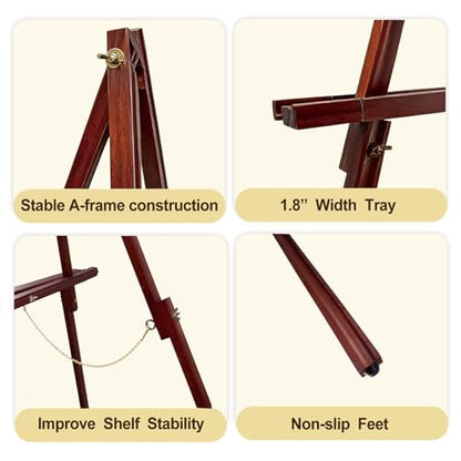 Wooden Easel Stand for Sign, 60" Portable Painting Easel, Adjustable Poster Stand with Tripod Easel, Wedding Easel Standing for Welcome Sign Stand (Brown) - color: Brown