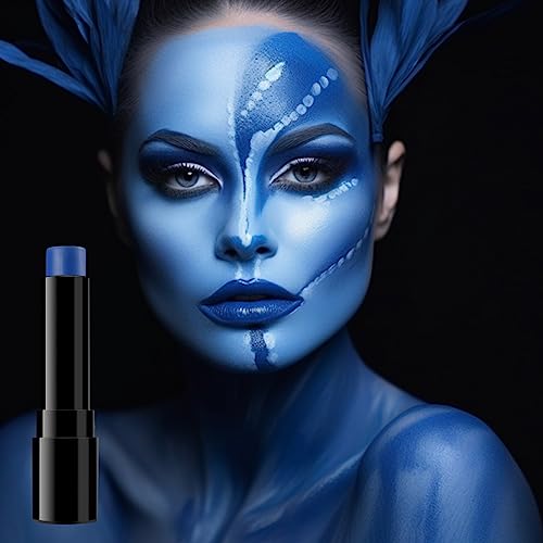 BADCOLOR Blue Face Body Paint Stick Eye Black, Royal Blue Face Painting for Softball Football Baseball Lacrosse, Professional Facepaint Makeup for Halloween Special Effects Cosplay Costume Parties - color: 1PCS Blue