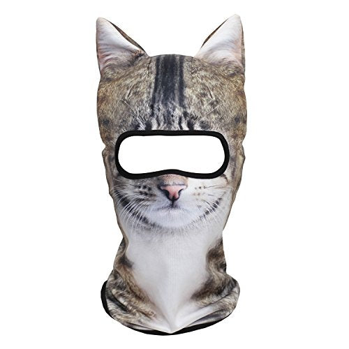 WTACTFUL 3D Animal Ears Balaclava, Breathable Face Mask for Halloween | Stand-Up Ears, Windproof Dustproof, Quick-Dry, No Fade Print, Soft, for Music Festivals Raves Ski Snowboard Moto Party - color: Cat Meb-20