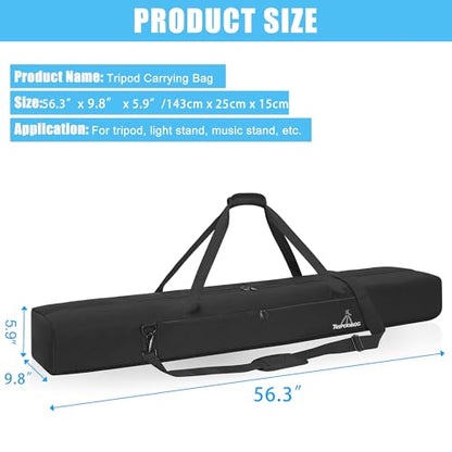 TORIBIO Tripod Carrying Case Bag, Padded Protective 56.3"x10"x6" | with Shoulder Strap and Handle, Heavy Duty, for Music Stand Mic Speaker Light Camera Monopod Stand - size: 56.3" x 10" x 6"