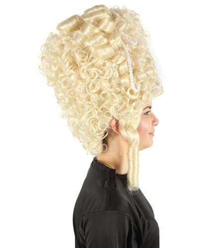 HPO Adult Women's Baroque French Revolution Queen Marry Wig Collection Blonde Color, Premium Breathable Capless Cap (Blonde) - color: Blonde