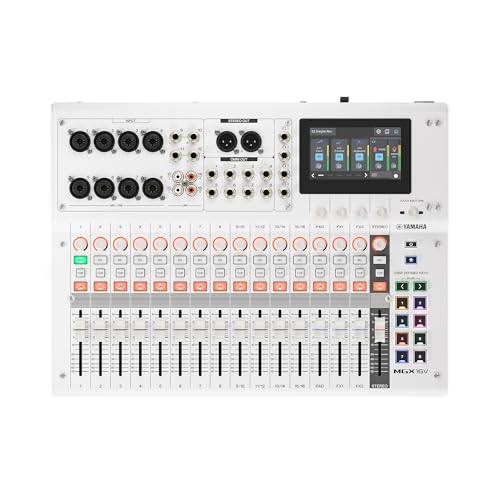 Yamaha MGX16V 22ch Digital Mixing Console, Dual USB-C Audio/Video Interface, Includes Cubase Al, WaveLab Cast LE, Basic FX Suite and Steinberg Plus Software Bundle, White MGX16V W - size: 16-Input, style: Digital Mixer with Video - White