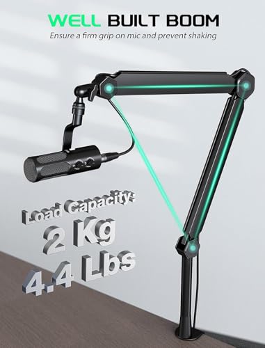 FIFINE BM66T Microphone Boom Arm with Extension Tube for Podcast Recording - size: BM66T Black（With Extension Tube)