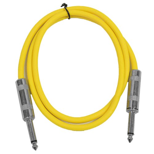Seismic Audio - SASTSX-3 (6 Pack) - 3 Foot TS 1/4" Guitar, Instrument, or Patch Cables Yellow - color: Yellow, size: 3 Foot