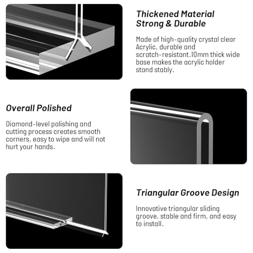 Acrylic Sign Holder 8.5 x 11 Inch Vertical T Shape Display Stand Double-Sided Desktop Clear Sign Holders Paper Holder Table Menu Holders Plastic Sign Stand for Home, Office, Restaurants, Store 3-Pack - size: 3 Pack-8.5x11 Inch