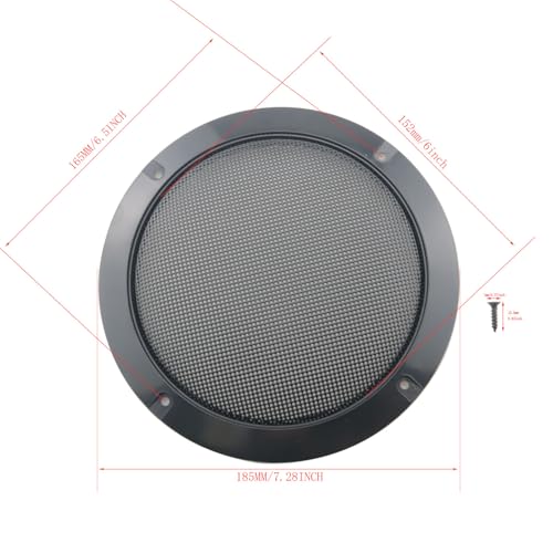 6.5 Inch Black Subwoofer Grille Protective Cover with Fixing Screws Home Audio Accessories Suitable for Domestic/Car Speakers