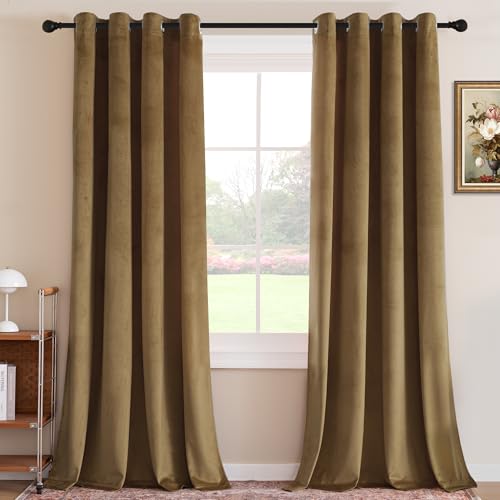 H.VERSAILTEX Luxury Velvet Curtains for Living Room, 84 Inch, Camel - color: Camel, size: 52"W x 84"L (Pack of 2)