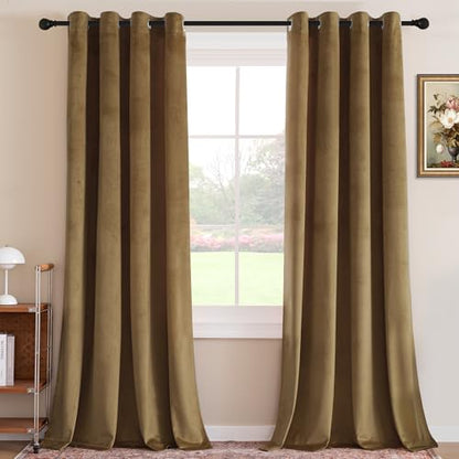 H.VERSAILTEX Luxury Velvet Curtains for Living Room, 84 Inch, Camel - color: Camel, size: 52"W x 84"L (Pack of 2)