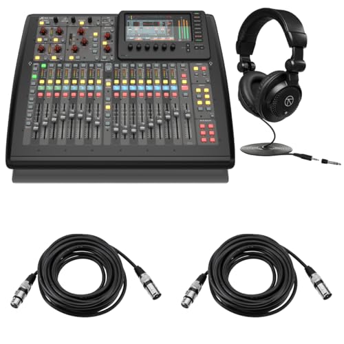 Behringer X32 Compact 40-Input 25-Bus Digital Mixing Console, Bundle with Turnstile Audio Studio Monitor Headphones, 2x H&A XLR M to F Cable - 25'