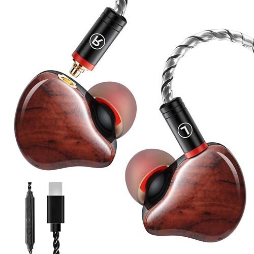 DEMAKE in Ear Monitor with Detachable Type-C Cable - color: Wood Grain, size: Type-C With Mic