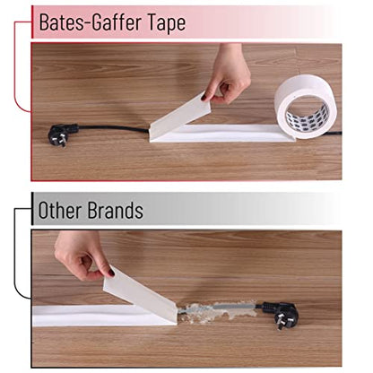 Bates Gaffers Tape, 2 Inch x 23 Yards, White, Non-Reflective, No Residue, Floor & Cable Tape - color: White, size: 2 Inch x 23 Yards
