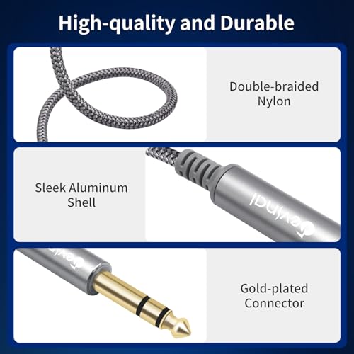 1/4 inch Headphone Extension Cable, 6.35mm TRS Male to Female Stereo Cord, Quarter Inch Guitar Cable Extender, 6ft (2 Meters) - color: Silver 1.8M/6FT