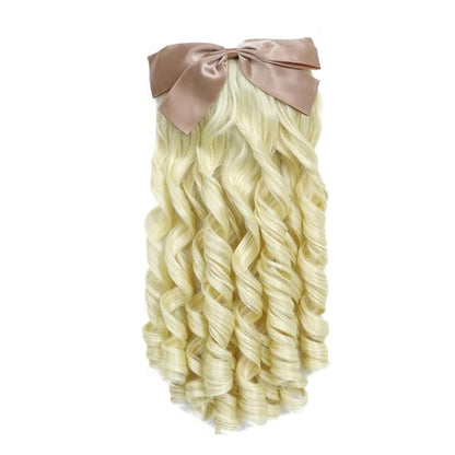 Victorian curls and ponytails, Gibson style clip-on hair and satin bow, perfect for historical replays, plays and Halloween (Light Blonde) - color: Blonde1