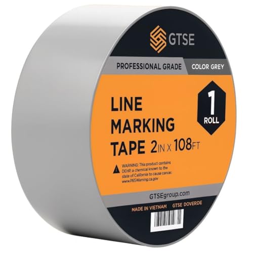 GTSE - Gray Vinyl PVC Floor Tape 2 inch x 108ft Safety Marking Tape | Safety Marking Tape for Gyms, Warehouses & Dance Floors - Durable Vinyl, High Visibility - color: Gray, size: 2" x 108 ft