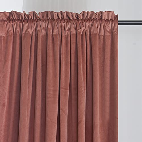 Roslynwood Brick Dust Velvet Curtain 72 inches Long - Curtains Block Light Rod Pocket Thermal Insulation Super Soft Drapes for Bedroom/Office/Living Room, W52 x L72, 2 Panels - color: Brick Dust, size: 52"W x 72"L (Pack of 2)