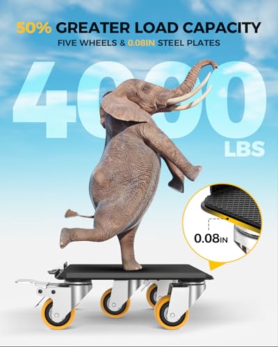 KYX Furniture Dolly, Furniture Movers with 5 Wheels,Carbon Steel Panel Heavy Duty Dolly, Furniture Lifter with 360° Rotatable Silent Floor-Friendly Universal Wheels, Max Load 4000LBS (6.9x6.9 in)