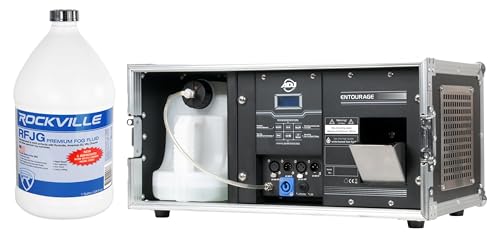 AMERICAN DJ Faze Machine Bundle with ADJ Entourage 1400W, 15,000 CFM Output, Rockville RFJG 1 Gallon Water-Based Fog Fluid (2 Items)
