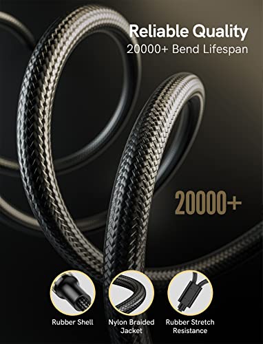 VIOY 1/8 to 1/4 Stereo Cable 6 FT, 3.5mm TRS Male to Dual 6.35mm TS Male | lossless Hi-Fi audio,Brass shell, silver-plated core dual shielding, braided stereo cable for mixer, player and stereo system - size: 6 ft, style: Y-split: 22 cm