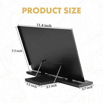 Barelove Desktop Document Book Holder, Metal Foldable Reading Rest Book Stand Easel with 7 Adjustable Positions and Paper Page Clip, Great for iPad Laptop Cookbook Textbooks Tablet Music Sheet Recipe - color: Luxury Black