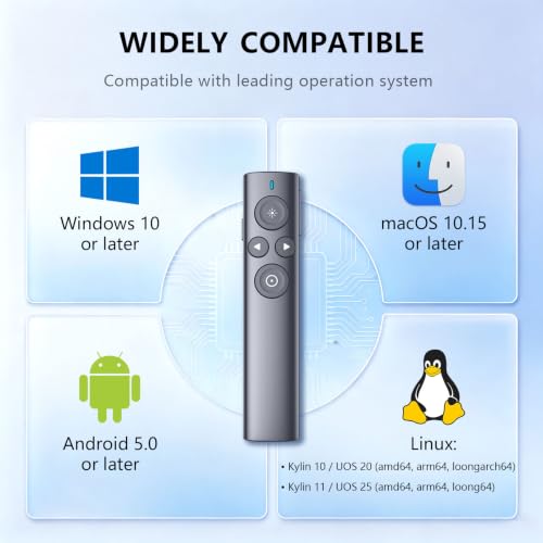 Norwii N95s Presentation Clicker with Digital Laser Pointer for TV Screen - color: Red - USB-A