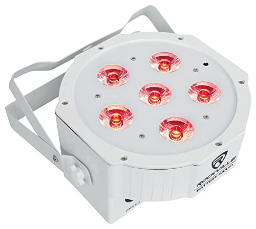 Rockville Battery PAR Pack 61 V2 White 8 Rechargeable RGBWA+UV Wash Lights | Includes Charging Case with Wheels, 6x 6W LEDs, DMX Controls, IR Remote, 15-Hour Battery Life, Sound-Activated, Strobe - color: White