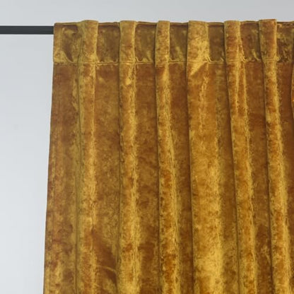 Warm Gold Velvet Curtains 2 Panel Set - 96 inches Long Drapes Room Darkening Luxury Distressed Crushed Draperies Rod Pocket Window Drapery for Living Room Bedroom 52" W x 96" L - color: Warm Gold, size: 52"W x 96"L (Pack of 2)