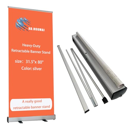 NANYANG 31 ½"x80 Heavy Duty Retractable Roll Up Banner Stand，for business trade show,store sign display Stand with Padded Canvas Bag (Stand Only) - size: 31 ½"x80"